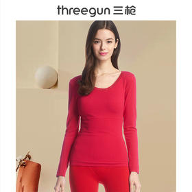 Threegun三枪 美体修身复合保暖花边领女内衣上衣-22860A021