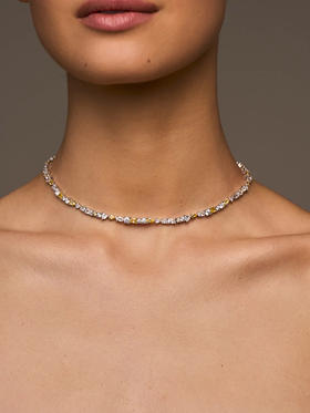 订购8周到｜Lili Claspe-Mavis Tennis-网球 银色 双色锆石 项链［美国设计师］