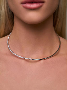 订购8周到｜Lili Claspe-Reese-瑞茜 银色 网球 锆石 项圈［美国设计师］