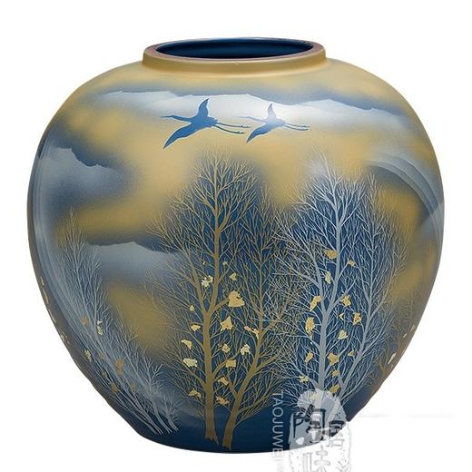 日本原装进口九谷烧日式台面陶瓷花瓶客厅居家摆件装饰品创意礼品九谷烧金云木立花瓶23.5cm 商品图4