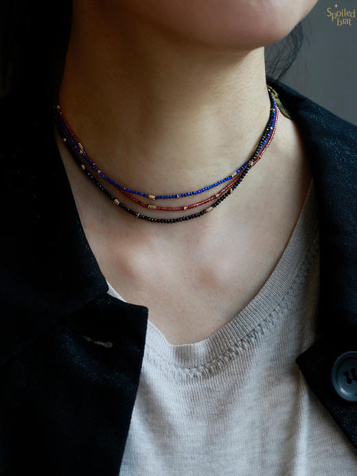SpoiledBrat Jewelry钱币系列 | 石榴石 青金石 黑尖晶钱币项链 商品图0