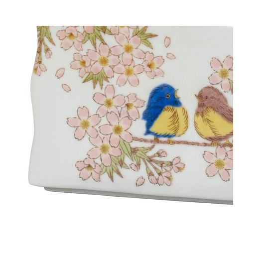 日本进口九谷烧樱花雀鸟吉祥锦鲤方形小花器插花瓶桌面摆件装饰品九谷烧花福雀花瓶12cm 商品图6