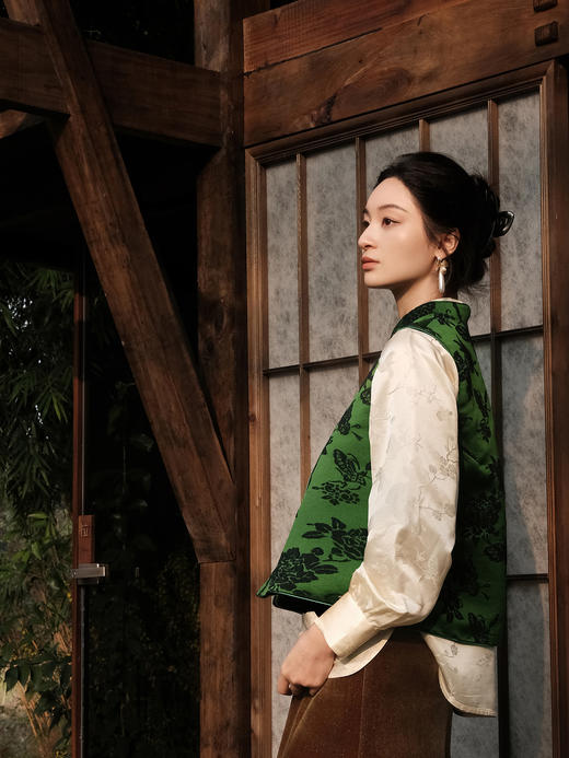 盛唐牡丹 | 翡翠绿漳缎马甲 商品图5