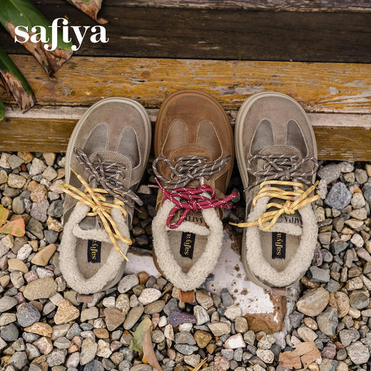 预售|Safiya/索菲娅2025复古毛毛鞋厚底休闲圆头双系带加绒保暖德训鞋SFD4112083 商品图2