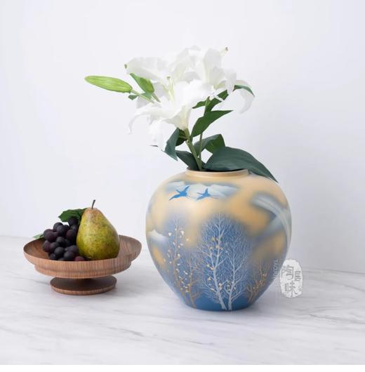 日本原装进口九谷烧日式台面陶瓷花瓶客厅居家摆件装饰品创意礼品九谷烧金云木立花瓶23.5cm 商品图0