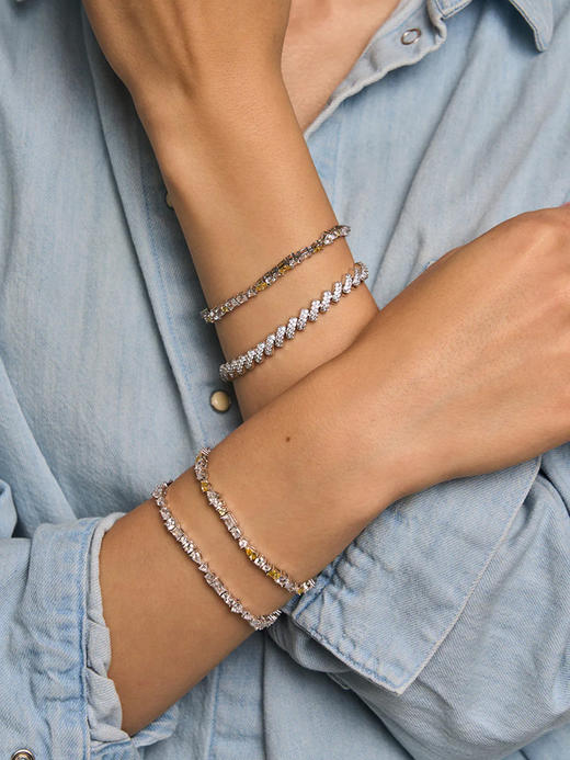 北京仓｜Lili Claspe-Mavis Tennis-网球 银色 双色锆石 手链［美国设计师］ 商品图1