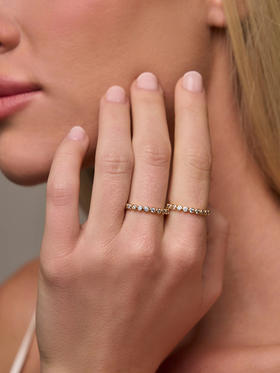 订购8周到｜Lili Claspe-Reese-瑞茜 金色 迷你 叠叠乐 锆石 戒指［美国设计师］