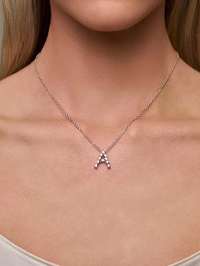 订购8周到｜Lili Claspe-Mavis Letter-字母 银色 锆石 吊坠 项链［美国设计师］