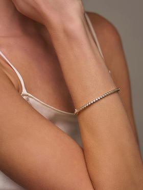 订购8周到｜Lili Claspe-Reese-瑞茜 金色 网球 锆石 手镯［美国设计师］