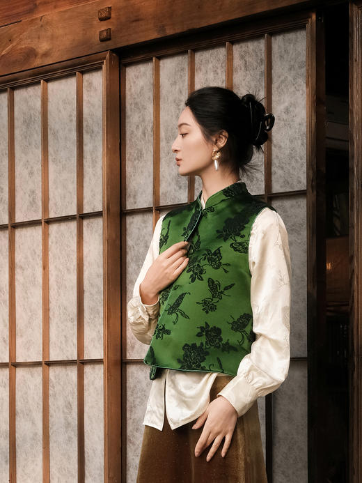 盛唐牡丹 | 翡翠绿漳缎马甲 商品图3