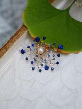 SpoiledBrat Jewelry月晕星芒系列 | 青金石珍珠单只耳钉