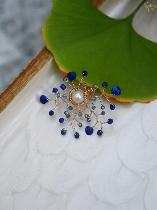 SpoiledBrat Jewelry月晕星芒系列 | 青金石珍珠单只耳钉 商品图0