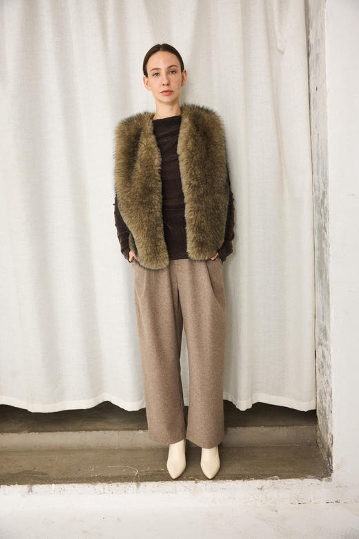 环保毛无领马甲 商品图0