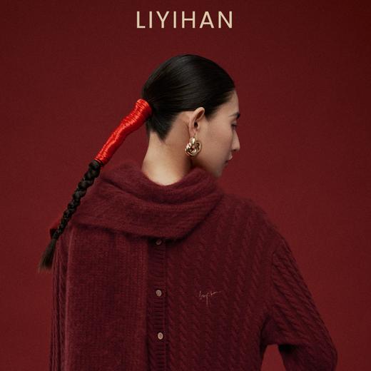 LIYIHAN岁暖红 2025冬季新款拉绒羊毛保暖毛线围巾厚款红色围脖女 商品图4