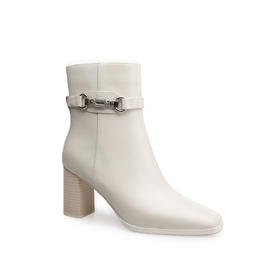 豪麟名鞋迪嘉女鞋短靴牛皮革DJELA52WN018白色