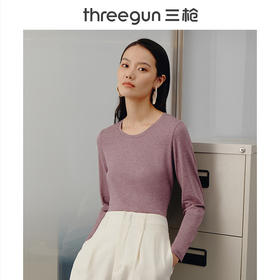 Threegun三枪 【花灰密棉】磨毛圆领女士长袖上衣打底衫-23548A011