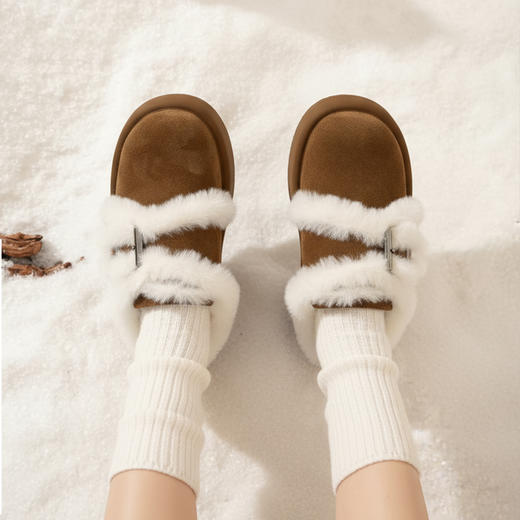 西村名物2025年冬季新款厚底防滑舒适保暖毛绒内里内垫勃肯鞋毛毛鞋T25DM40061 商品图3