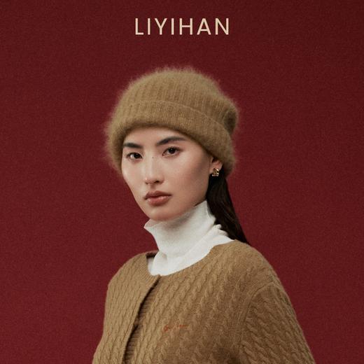 LIYIHAN岁暖红 2025冬季新款拉绒绵羊毛保暖厚款帽子红色毛织帽女 商品图3
