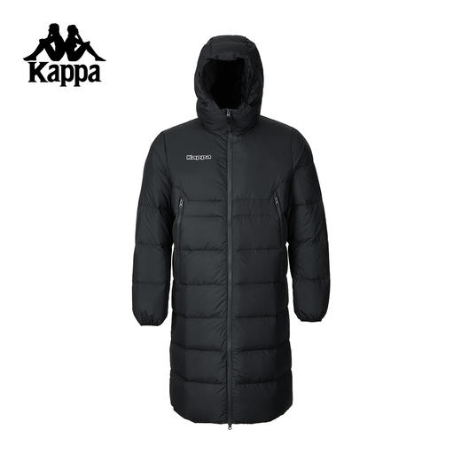 Kappa 冬季新款黑色长款连帽羽绒外套保暖加厚运动外套K0EZ2YY80S 商品图0