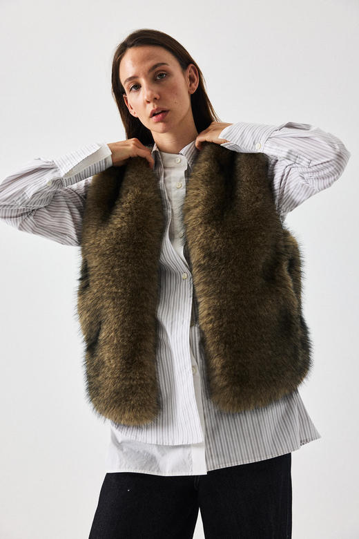 环保毛无领马甲 商品图2