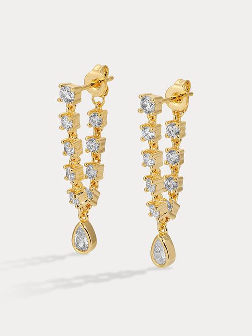 北京仓｜Lili Claspe-Small Stephie Bezel-金色 锆石 耳钉［美国设计师］ 商品图1