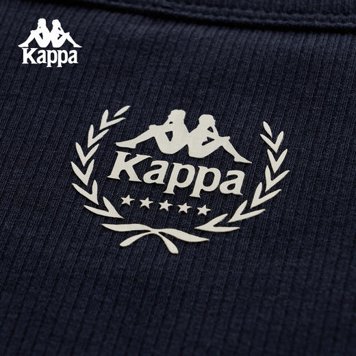 Kappa 运动长袖t恤女新款复古条纹修身短款训练刺绣上衣K0G22TC01 商品图3