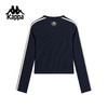 Kappa 运动长袖t恤女新款复古条纹修身短款训练刺绣上衣K0G22TC01 商品缩略图1