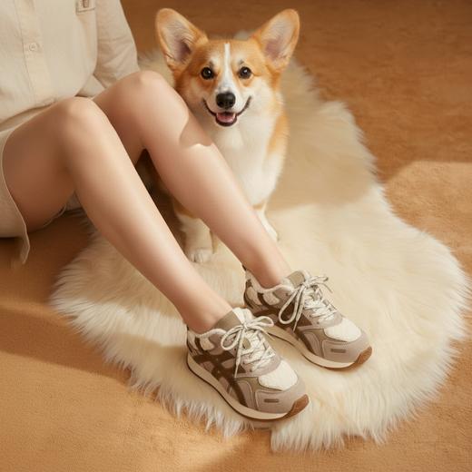 西村名物2025年冬季新款厚底防滑舒适毛绒内里保暖运动鞋德训鞋毛毛鞋T25DM40021 商品图2