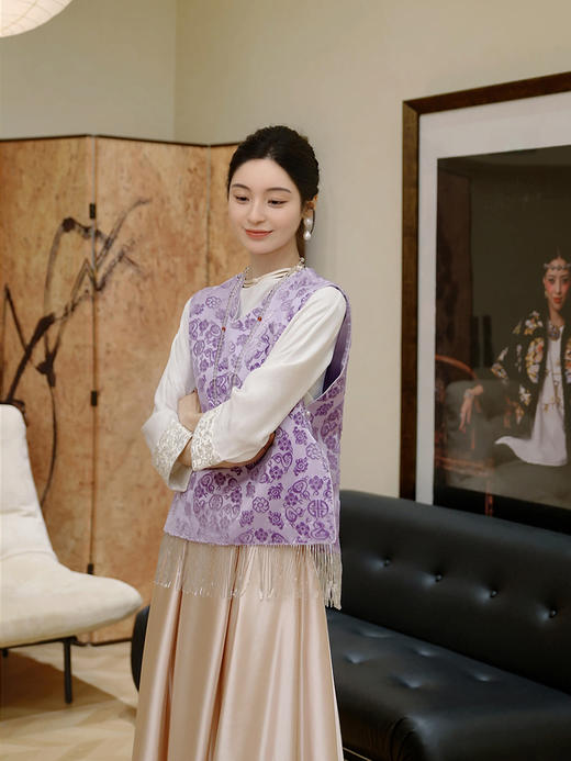 盛唐牡丹 | 五湖四海漳缎流苏边马甲 商品图4