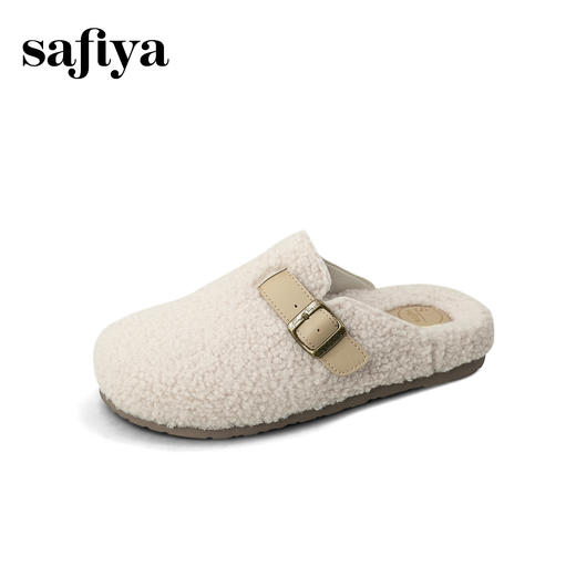 预售|Safiya/索菲娅2025慵懒温暖平底百搭懒人一脚蹬加绒毛毛勃肯鞋SFD4110090 商品图11