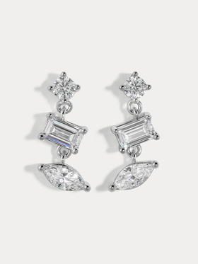 北京仓｜Lili Claspe-Mavis Trio-梅维斯 银色 锆石 耳钉［美国设计师］