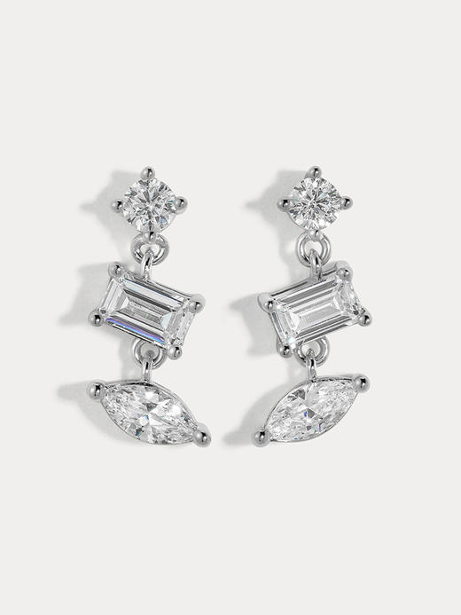 北京仓｜Lili Claspe-Mavis Trio-梅维斯 银色 锆石 耳钉［美国设计师］ 商品图0