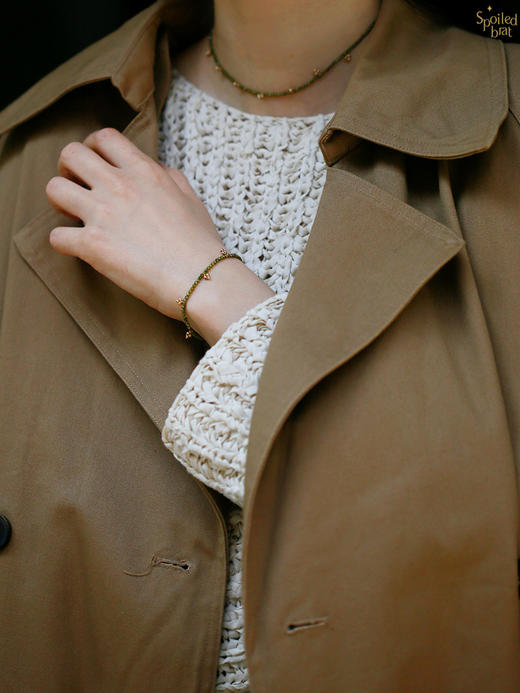 SpoiledBrat Jewelry草绿色锆石三叶金珠手链 商品图2