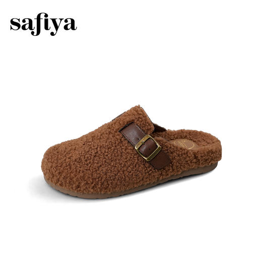 预售|Safiya/索菲娅2025慵懒温暖平底百搭懒人一脚蹬加绒毛毛勃肯鞋SFD4110090 商品图12