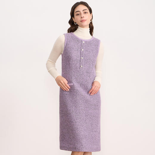 EITIE爱特爱紫色小香风背心裙气质优雅无袖连衣裙秋冬新款D2507917 商品图2