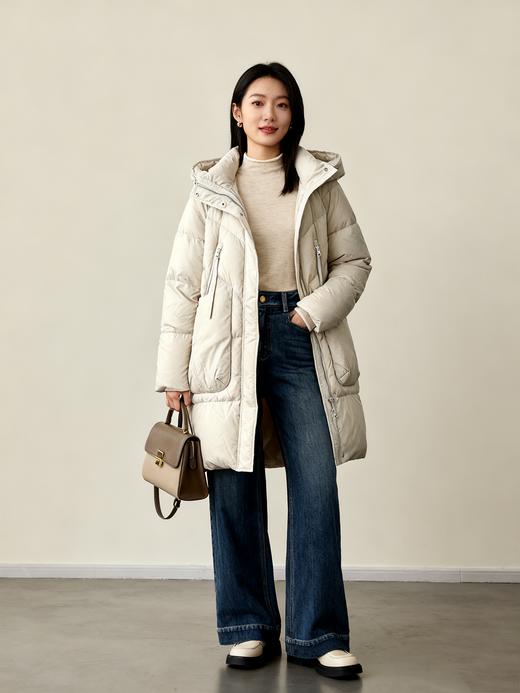 安诺Sakura Sprite【倍暖羽绒】弧形口袋连帽休闲羽绒服	LDWGY121 商品图4