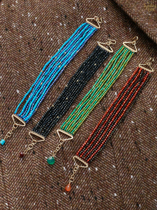 SpoiledBrat Jewelry多层次彩色宝石绿松石/黑尖晶/锆石手链 商品图0