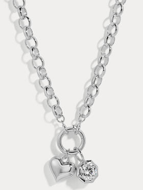 订购8周到｜Lili Claspe-Amara-银色 爱心 锆石 吊坠 项链［美国设计师］