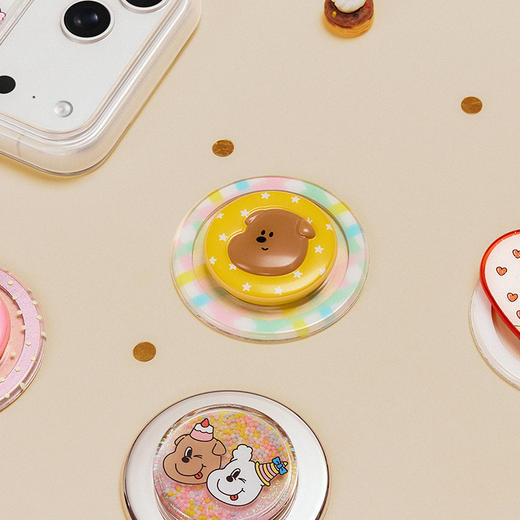 【伴游奇遇记】黄气球小狗 PopSockets X 1107 吐舌小狗 POPGRIP泡泡骚手机粘贴式气囊支架 Airbag软垫系列 黄色 小狗 捏捏 商品图1