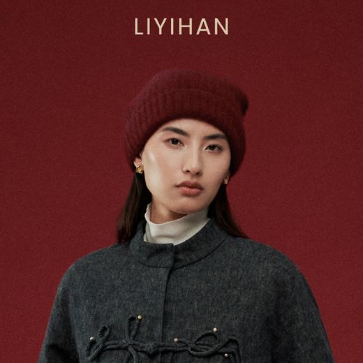 LIYIHAN岁暖红 2025冬季新款拉绒绵羊毛保暖厚款帽子红色毛织帽女 商品图0