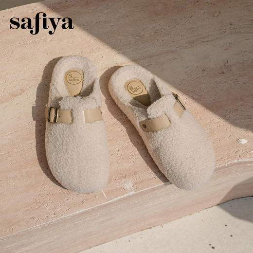 预售|Safiya/索菲娅2025慵懒温暖平底百搭懒人一脚蹬加绒毛毛勃肯鞋SFD4110090 商品图5