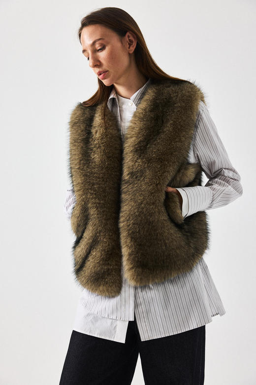 环保毛无领马甲 商品图1