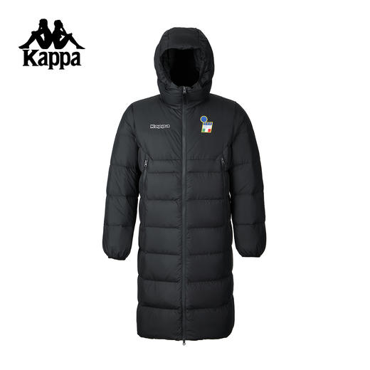 Kappa 冬季新款黑色长款连帽羽绒外套保暖加厚运动外套K0EZ2YY80S 商品图1