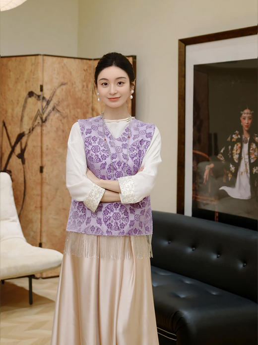 盛唐牡丹 | 五湖四海漳缎流苏边马甲 商品图3