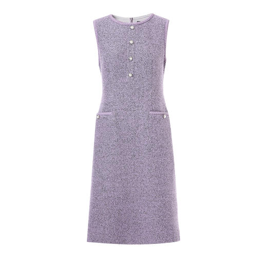 EITIE爱特爱紫色小香风背心裙气质优雅无袖连衣裙秋冬新款D2507917 商品图7