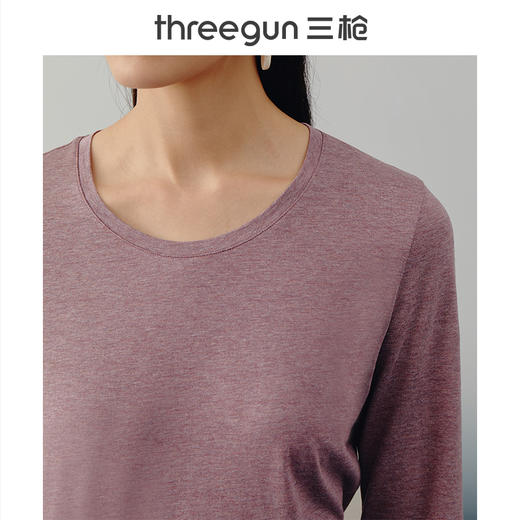 Threegun三枪 【花灰密棉】磨毛圆领女士长袖上衣打底衫-23548A011 商品图2