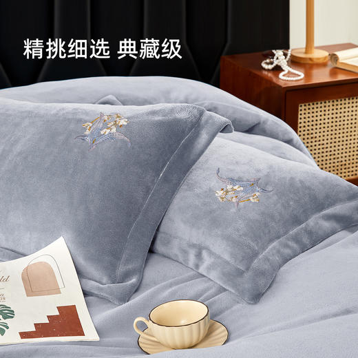 奥若拉 简约牛奶绒刺绣三件套/四件套 商品图3