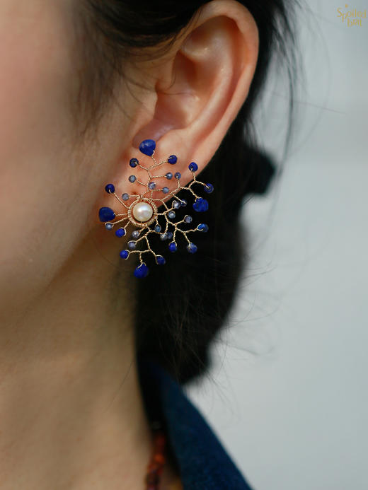 SpoiledBrat Jewelry月晕星芒系列 | 青金石珍珠单只耳钉 商品图3