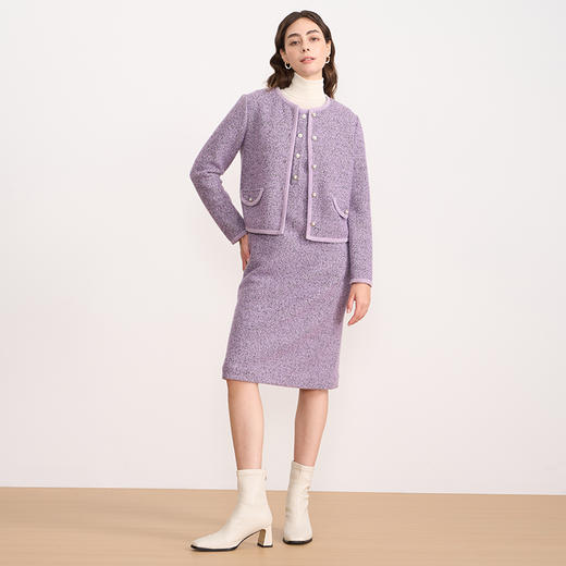 EITIE爱特爱紫色小香风背心裙气质优雅无袖连衣裙秋冬新款D2507917 商品图4