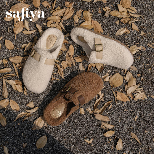 预售|Safiya/索菲娅2025慵懒温暖平底百搭懒人一脚蹬加绒毛毛勃肯鞋SFD4110090 商品图3